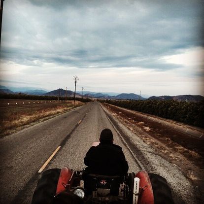 A rural Central Valley road at dusk