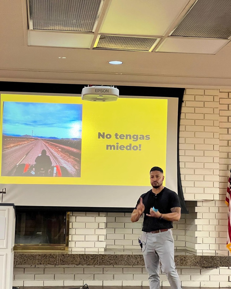 Alex presenting to a community audience